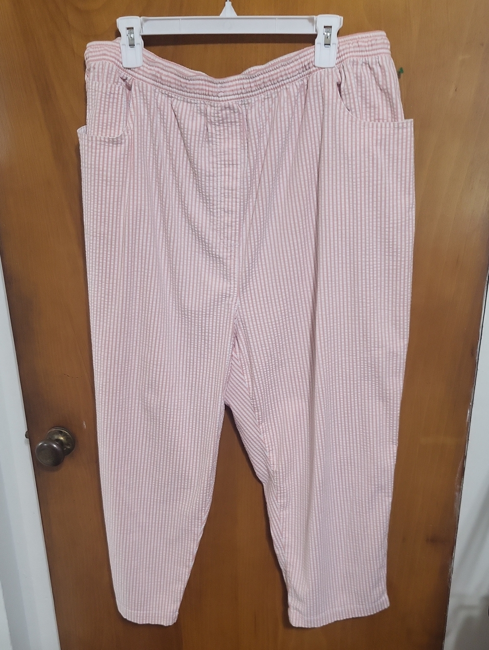 Denim&Co Size 2x Pink and White Striped Pull On Pants